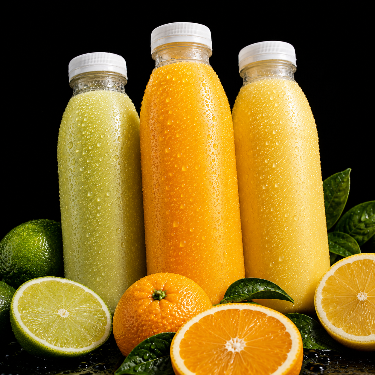 Freshly prepared bottled juices