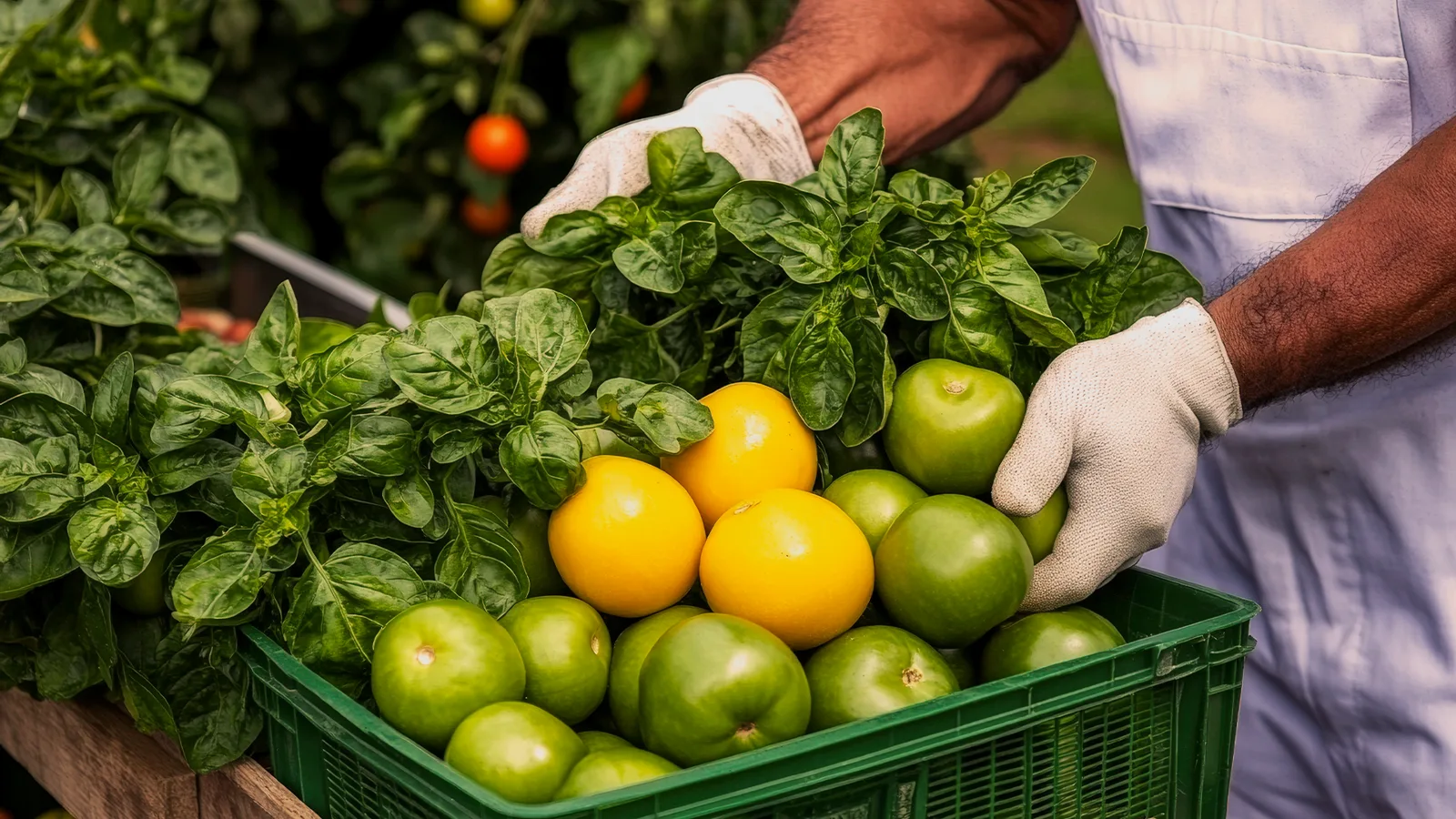 Fresh produce being selected for preparation