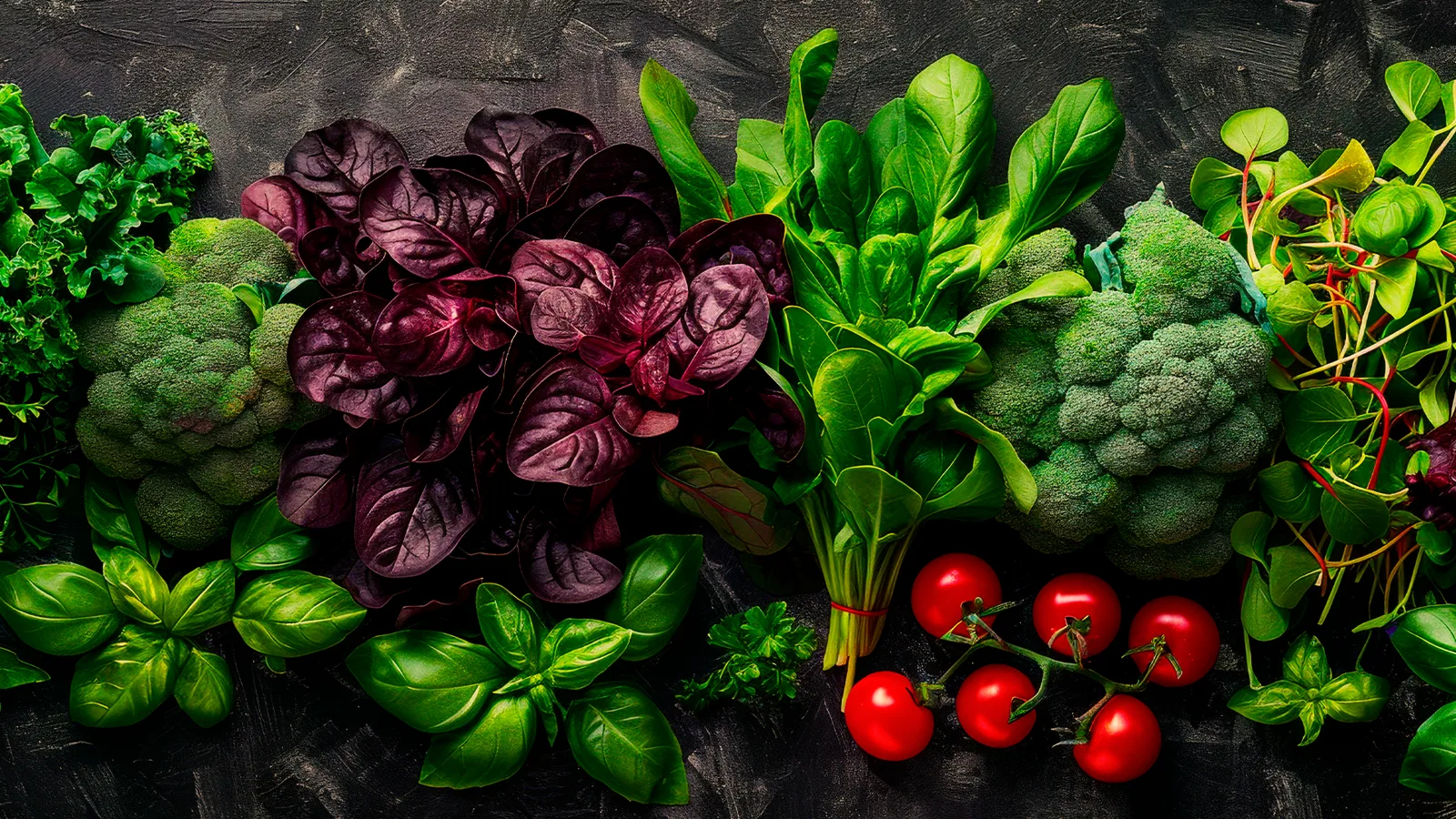 Fresh vegetables and leaves for ready-to-cook preparation