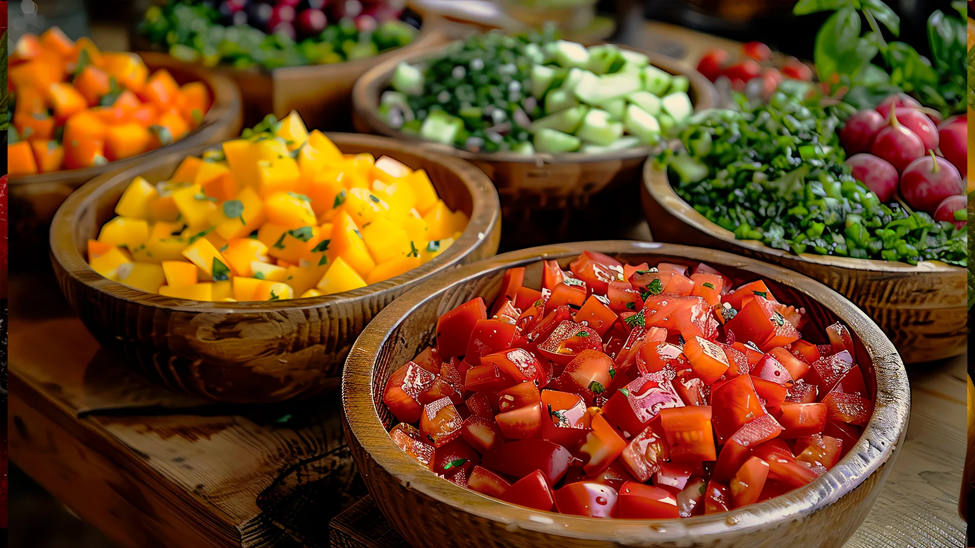 Prepared food arranged in consistent portions